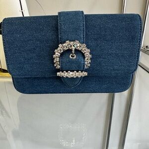 Cherri crystal denim crossbody